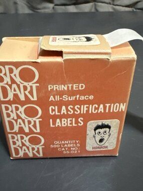 1968 BroDart Library Classification Label Stickers Horror Unknown 500 Quantity